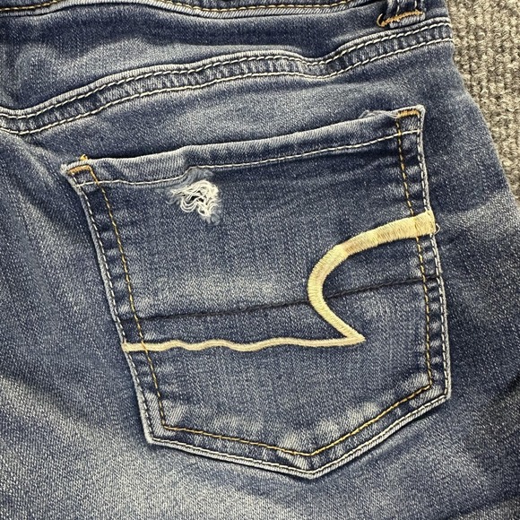 American Eagle Shorts Womens 0 Blue Jean Denim Super Stretch Distressed Cuffed - Picture 6 of 13
